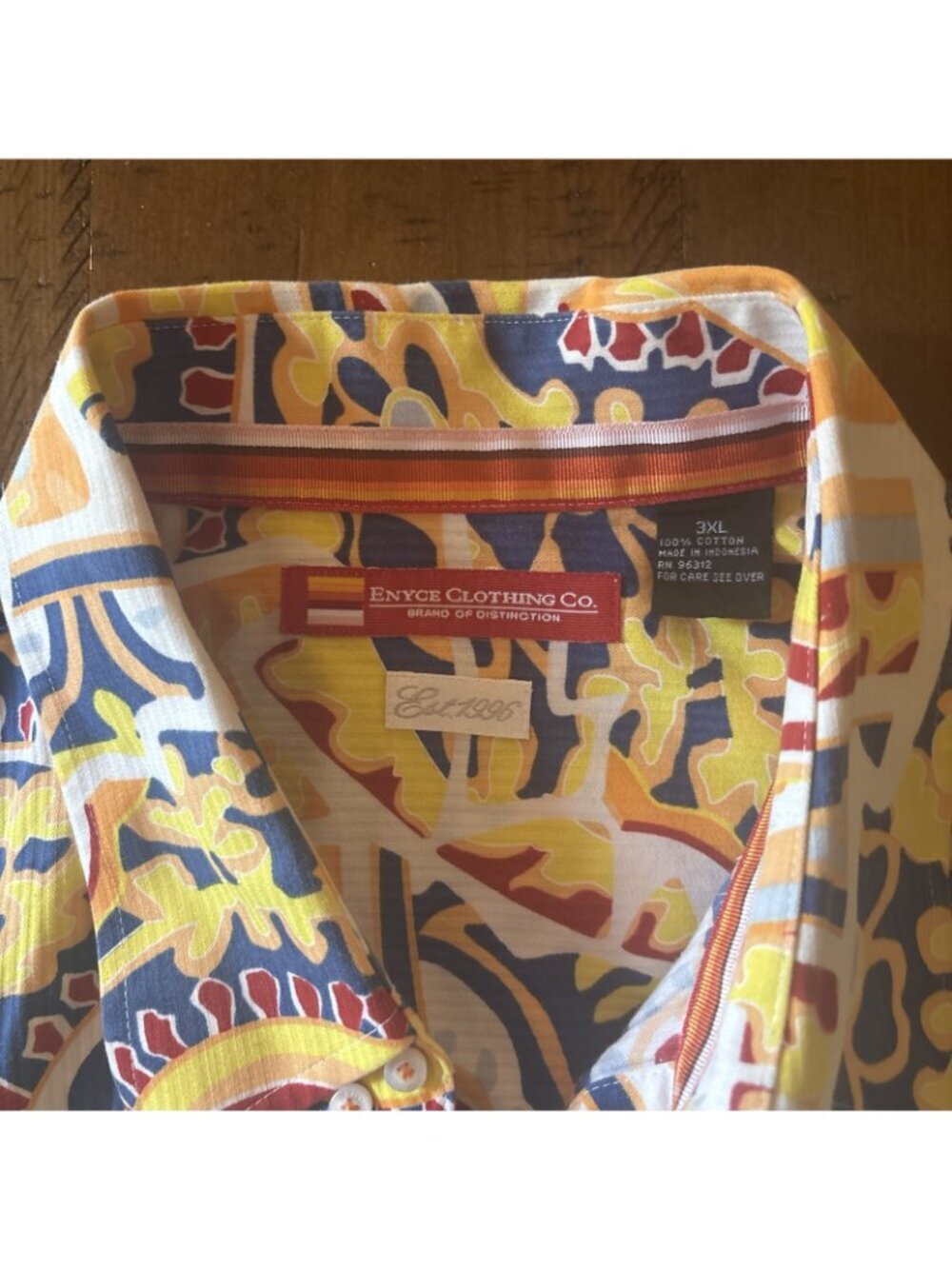 Enyce Clothing Co Long Sleeve Men’s Bright Yellow Paisley Shirt 3XL - Picture 5 of 7